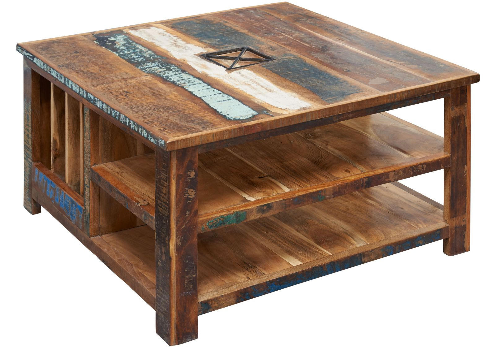 COUCHTISCH Altholz 90x90x48 mehrfarbig lackiert NATURE OF SPIRIT #105 - Multicolor, Holz (90/90/48cm) - Massivmoebel24
