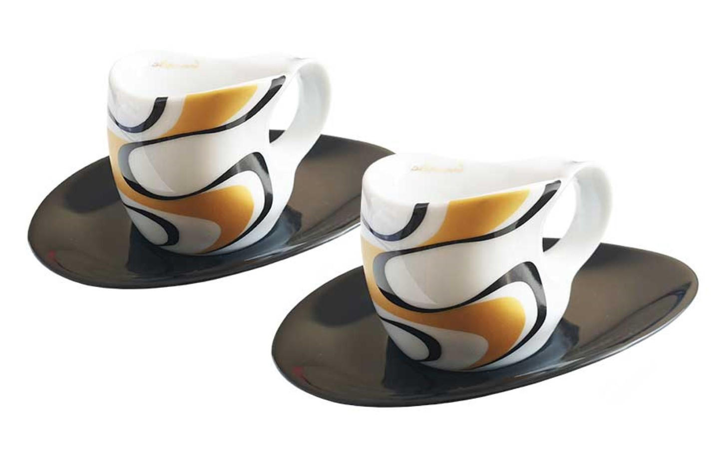 ESPRESSOTASSEN mit Untertassen Espressissimo 4 tlg. wave gold black - Goldfarben, Keramik (0.04L) - Luigi Colani Porzellan