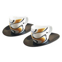 ESPRESSOTASSEN mit Untertassen Espressissimo 4 tlg. wave gold black - Goldfarben, Keramik (0.04L) - Luigi Colani Porzellan