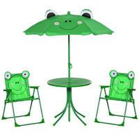 KINDERSITZGRUPPE DE-17546 Frosch-Design mit Sonnenschirm Grün - Grün, Metall (50/46/50cm) - ComfortXL