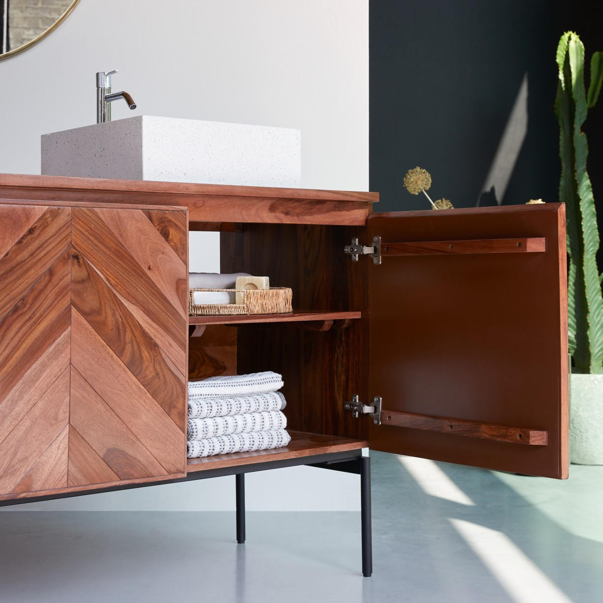 WASCHTISCHUNTERSCHRANK Ismaël Dunkelbraun aus Palisander - Dunkelbraun, Holz (155/83/57cm) - Tikamoon