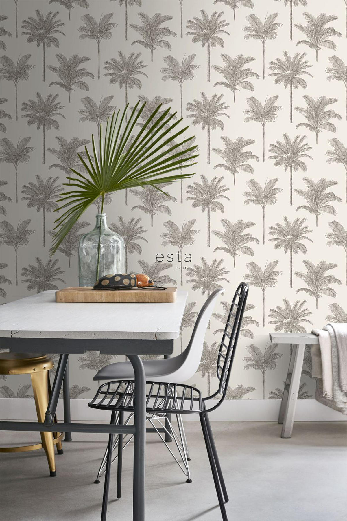 TAPETE Palmen 53 cm x 10.05 m - Beige, Papier (53/1000cm) - ESTAhome