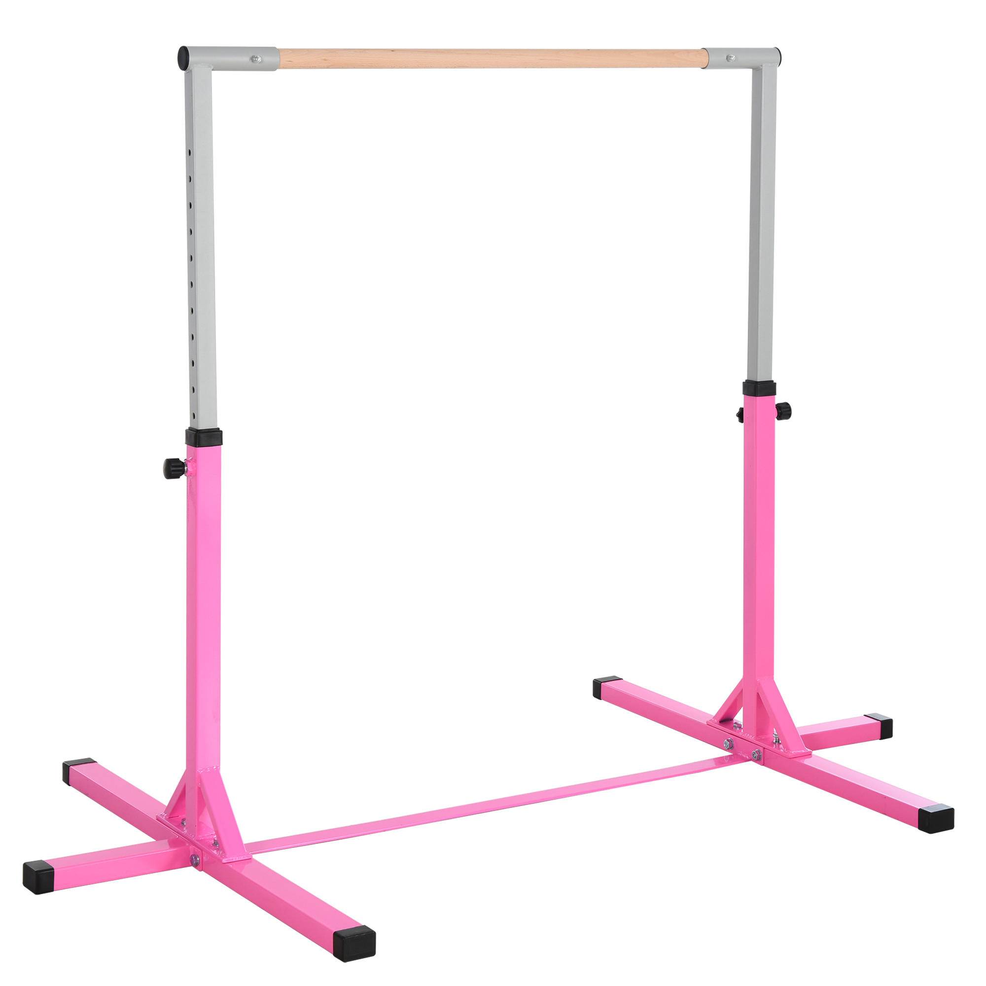 GYMNASTIK Turnreck Reckstange Turnstangen 13-stufige höhenverstellbar Rosa - Rosa, Metall (121/194cm) - HOMCOM