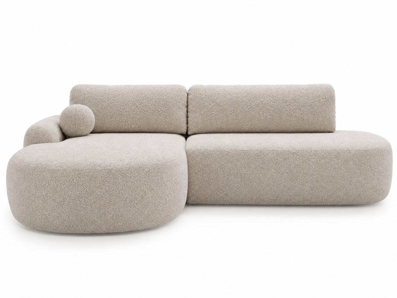 ECKSOFA Aurio O Bouclé-Stoff Creme Links - Creme, Holz/Textil (271/177cm) - Graingold