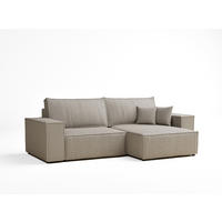 ECKSOFA MIT SCHLAFFUNKTION Zaya Beige Webstoff - Beige/Schwarz, Holz/Holzwerkstoff (255/148cm) - Maison de Reve