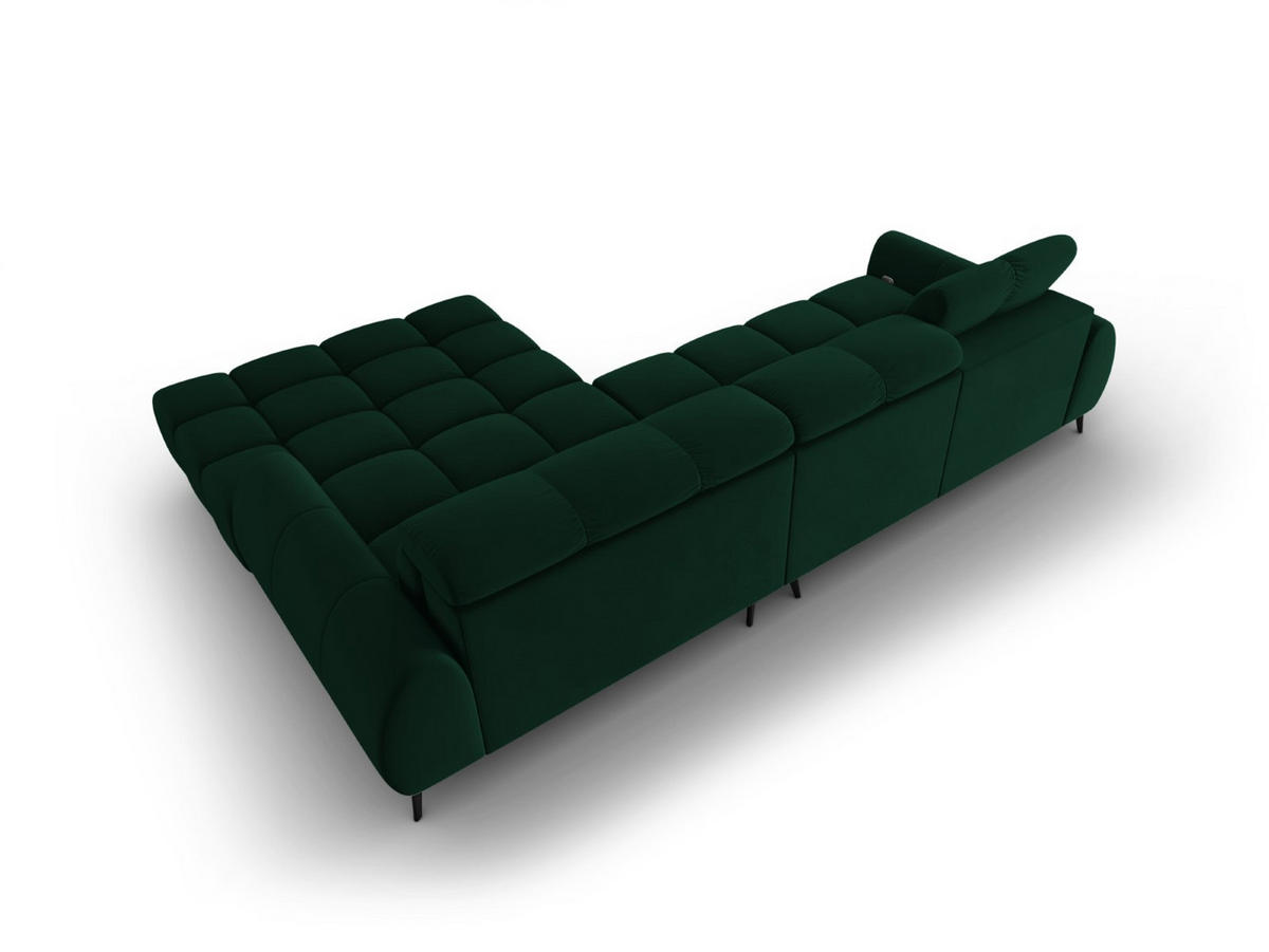 ELEKTRISCHES-ECKSOFA rechts Alyse aus Samt flaschengrün 5 Sitzplätze - Grün, Textil (188/295cm) - Micadoni