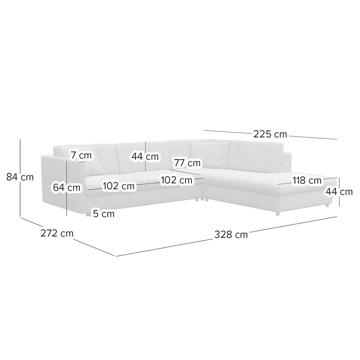 ECKSOFA mit Ottomane - Anthrazit/Schwarz, Kunststoff/Textil (328/272cm) - home24