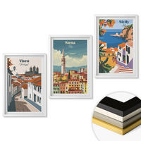 WANDBILDER 3er-Set - 40x60 cm Weißer Rahmen - Retro-Illustrationen von Weltstädten - Weiß, Kunststoff (40/60cm) - ArtPrintCave