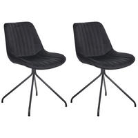 ESSZIMMERSTUHL 2er-Set Samtstoff Schwarz Navasota - Schwarz, Textil/Metall (47/83/62cm) - Beliani