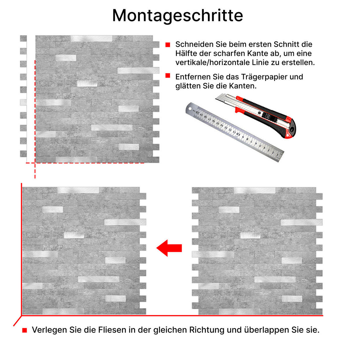 FLIESENAUFKLEBER 1 Stück 29,7 x 29,2 cm Selbstklebende Fliesen - Mela Tigre - Graphitfarben/Grau, Kunststoff (29.2/0.4/27.7cm) - Mazovia