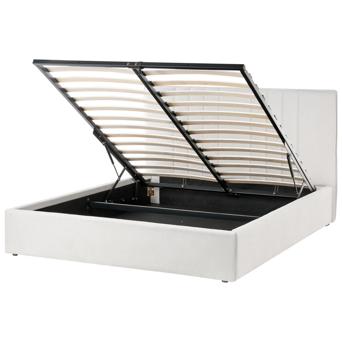 BETT mit Stauraum 140/200 cm Hellbeige Tarascon - Beige, Textil (140/200cm) - Beliani