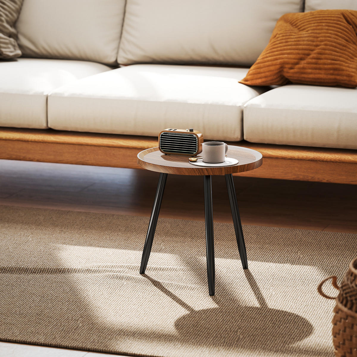COUCHTISCH DE-15788 mit erhöhtem Rand Nussbaum - Naturfarben, Holzwerkstoff (40/40/39cm) - ComfortXL