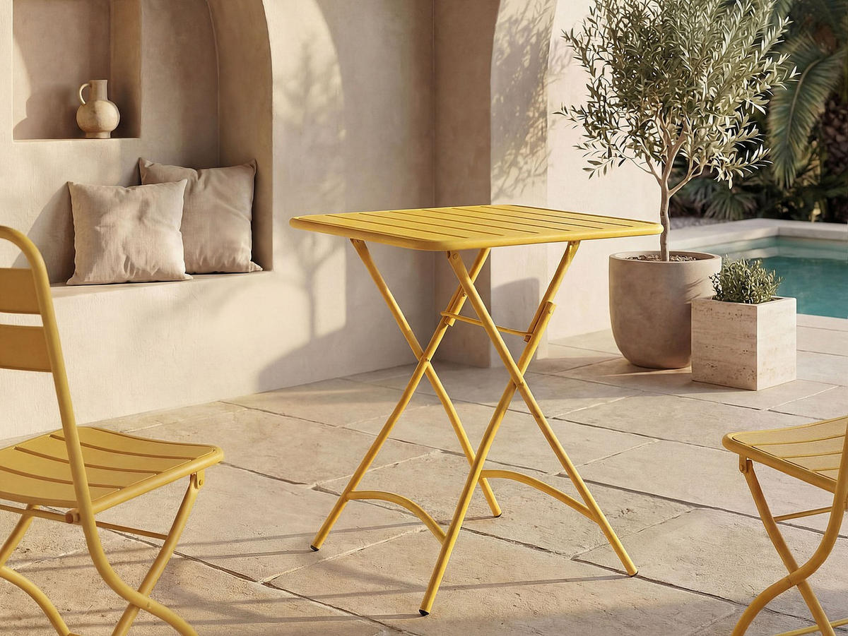 GARTENTISCH - 2 Personen - Metall - Senffarben - - Dunkelgelb, Metall (60/60/73cm) - Vente-Unique