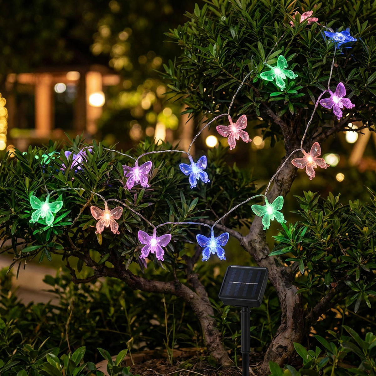 LED AUSSENLEUCHTE Lichterkette Schmetterling Klar - Klar, Kunststoff (470/6/5cm) - Globo Lighting