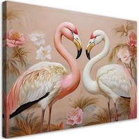 WANDBILD flamingos tiere liebe - Pink, Textil (60/40cm) - Feeby