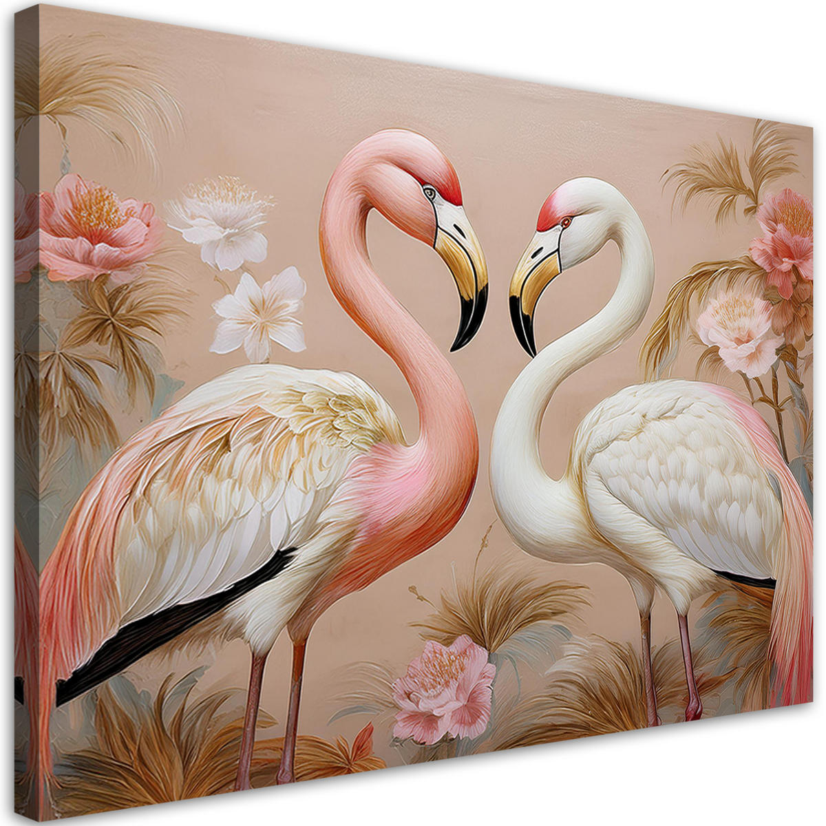 WANDBILD flamingos tiere liebe - Pink, Textil (60/40cm) - Feeby