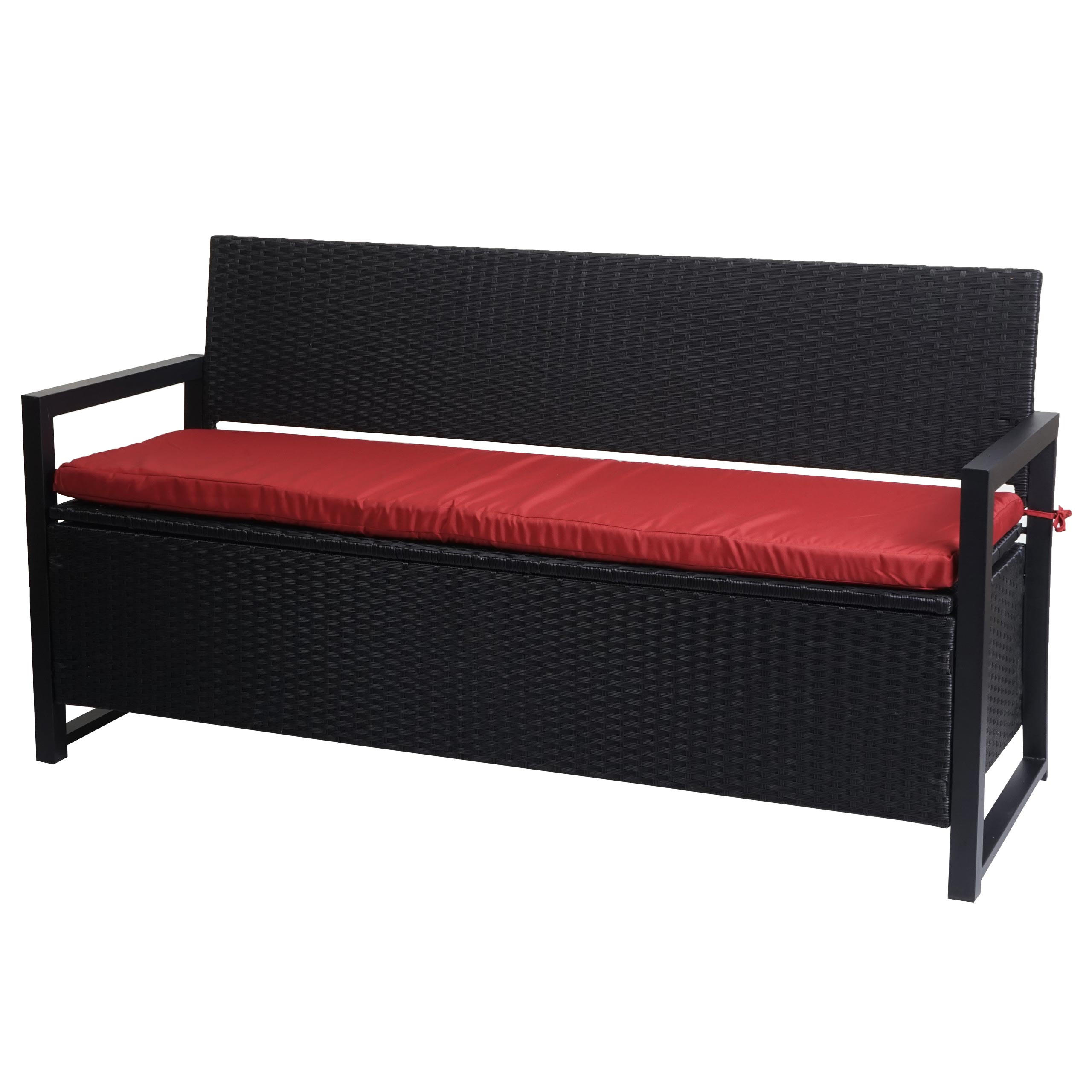 MCW POLY-RATTAN TŘÍMÍSTNÁ LAVIČKA, antracitová, bordó