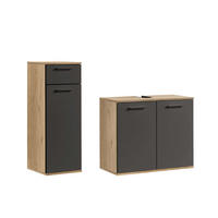 BADMÖBEL-SET 2-teilig Der Steuermann - Anthrazit, Holzwerkstoff (103/91/34cm) - Mokebo