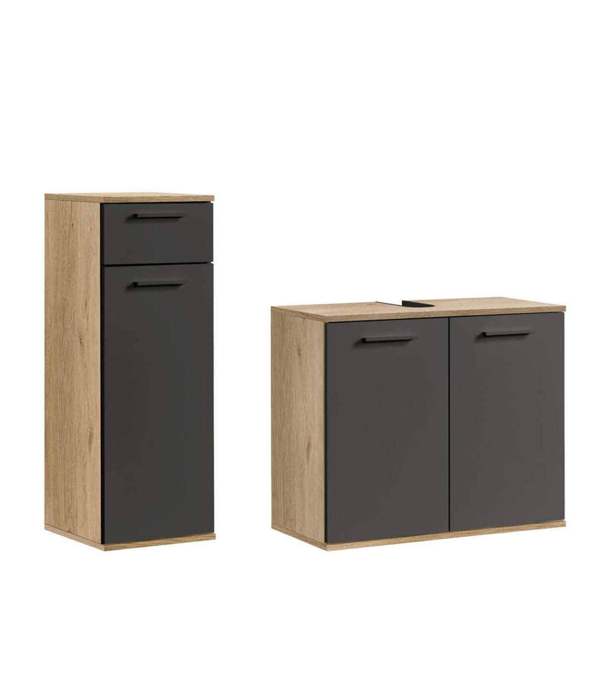 BADMÖBEL-SET 2-teilig Der Steuermann - Anthrazit, Holzwerkstoff (103/91/34cm) - Mokebo