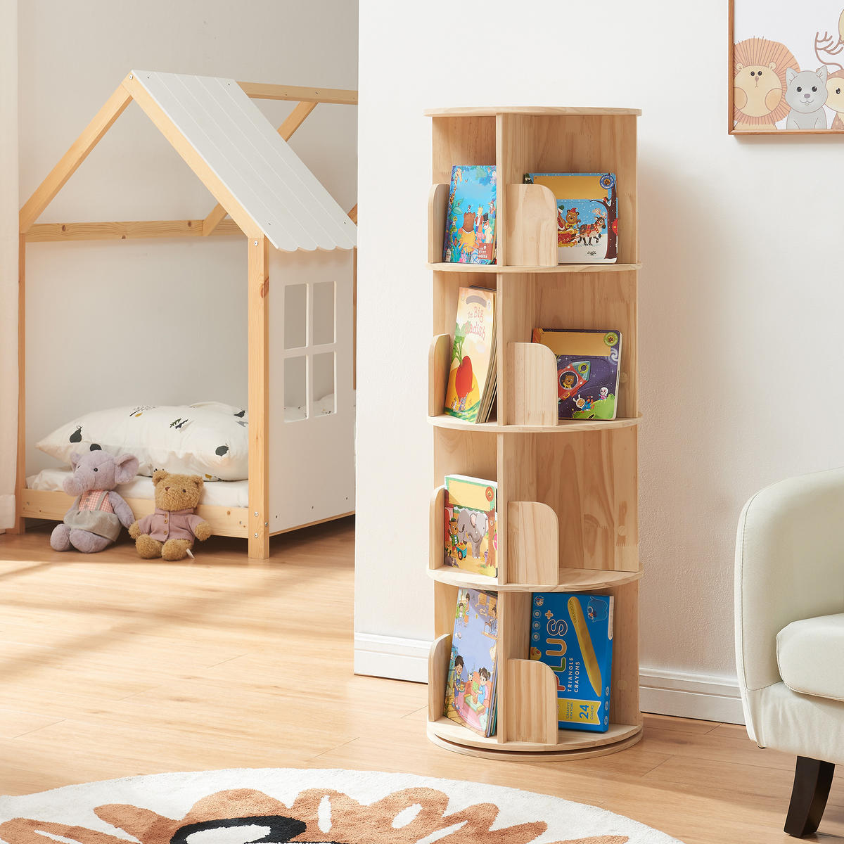 KINDERREGAL Chasek - Naturfarben, Holz (44/125/44cm) - [en.casa]