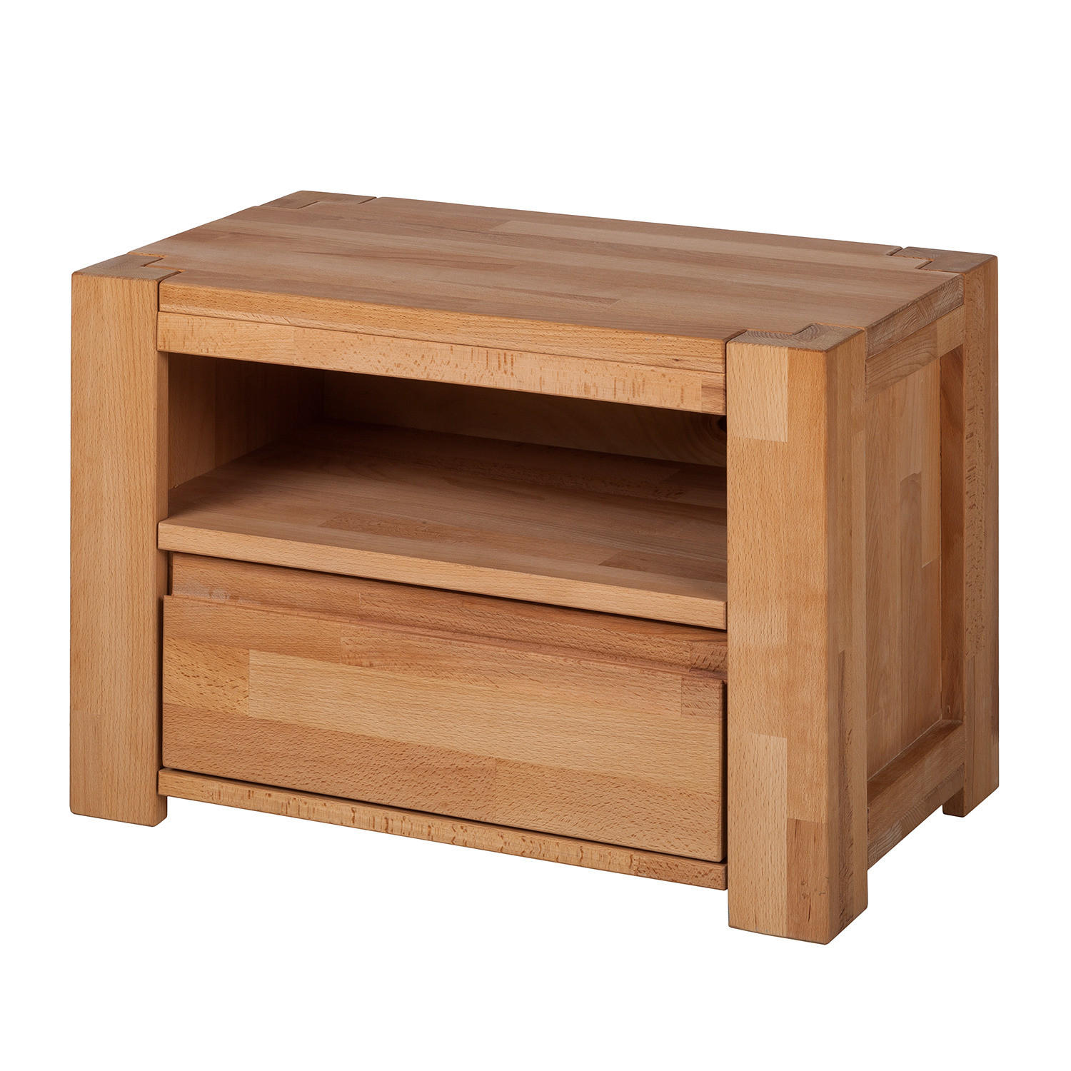 NACHTKOMMODE - Massivholz - Buchefarben, Holz (61/42/35cm) - home24