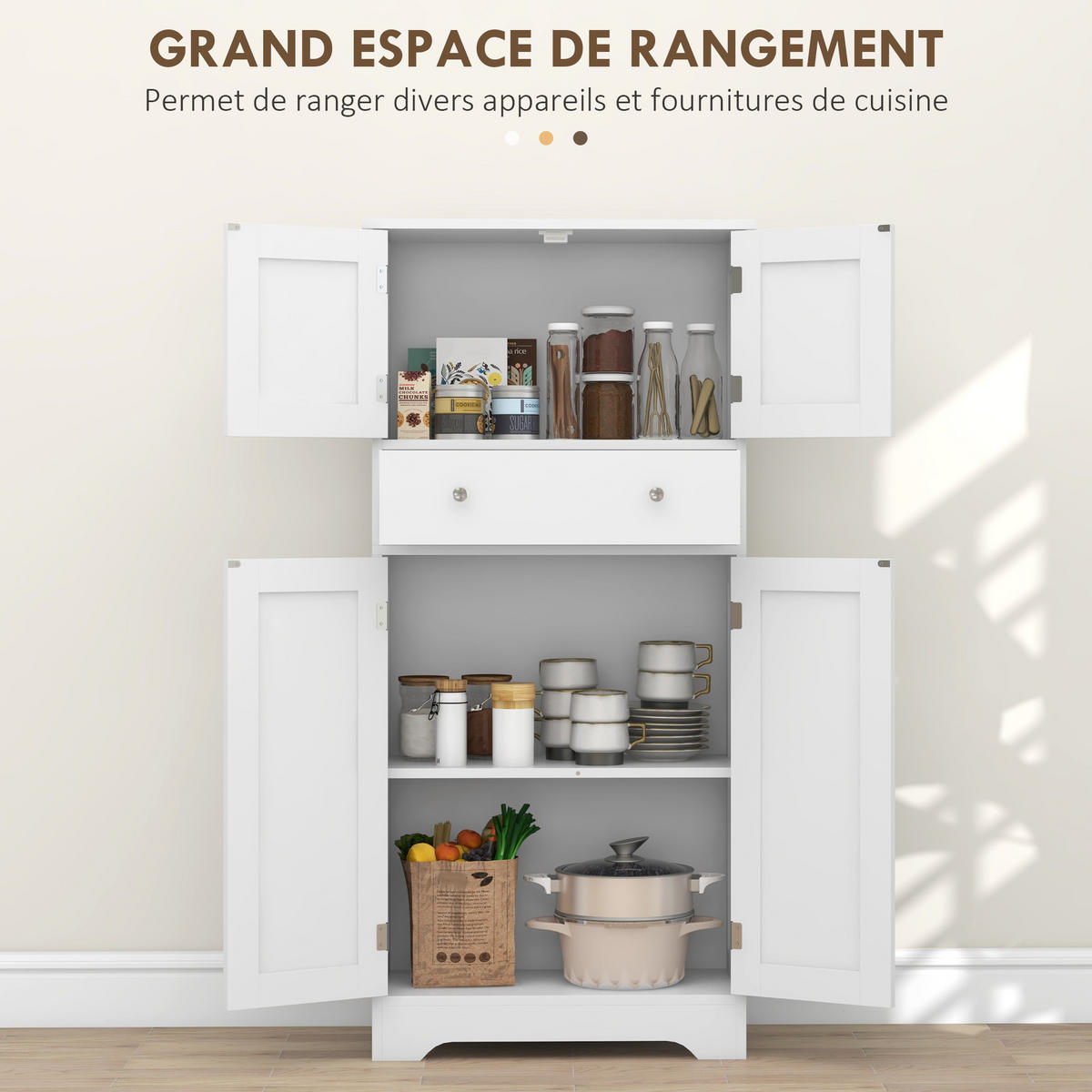 HIGHBOARD DE-11150 Verstellbarer Boden & Schublade Weiß - Weiß, Holzwerkstoff (30/128/60cm) - ComfortXL