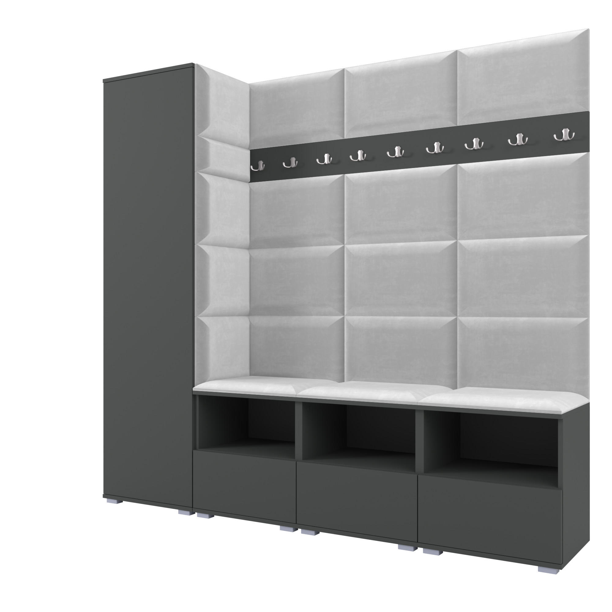 Ravio Garderobe Graphit, Hellgrau 200x187x40 cm