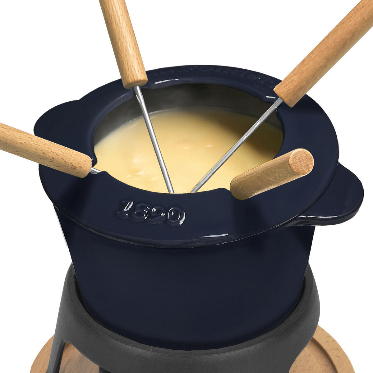 FONDUE-SET MONT D'ARBOIS Blau, für 4 Personen, 1,2L - Dunkelblau, Metall (20/20/20cm) - La Fonderie 1890