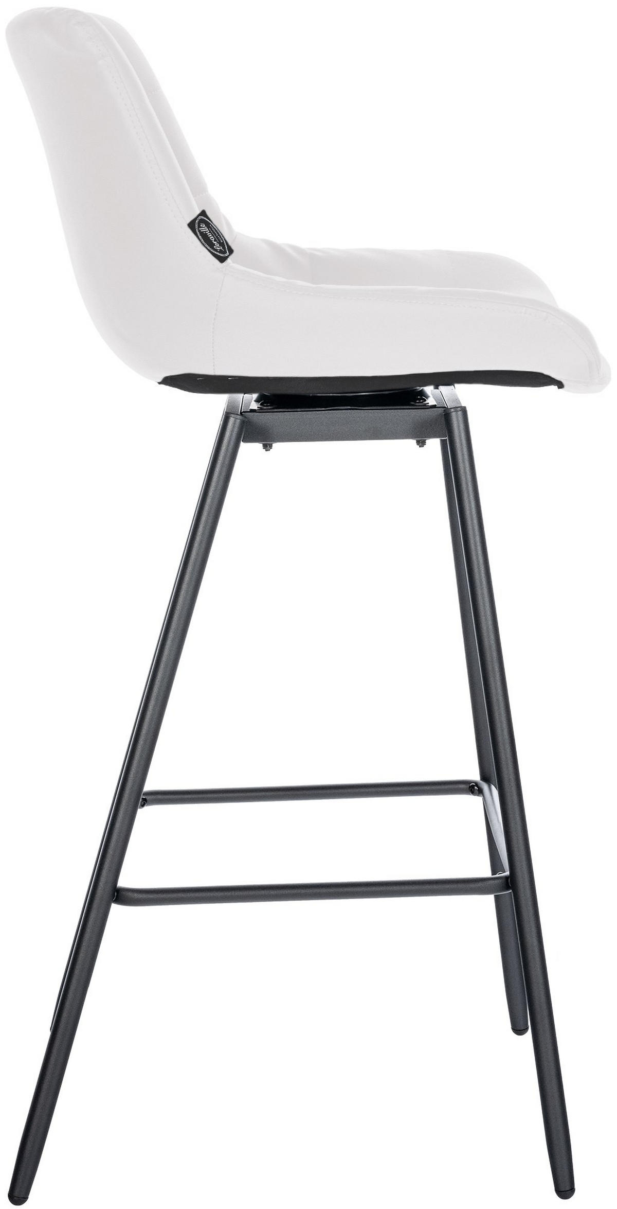 BARHOCKER Lederlook weiß - Schwarz/Weiß, Textil/Metall (49/105/56cm) - CLP