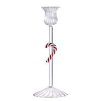 KERZENHALTER Merry & Bright für Stabkerzen mit Candy Cane - Transparent, Glas (8/20/8cm) - Butlers