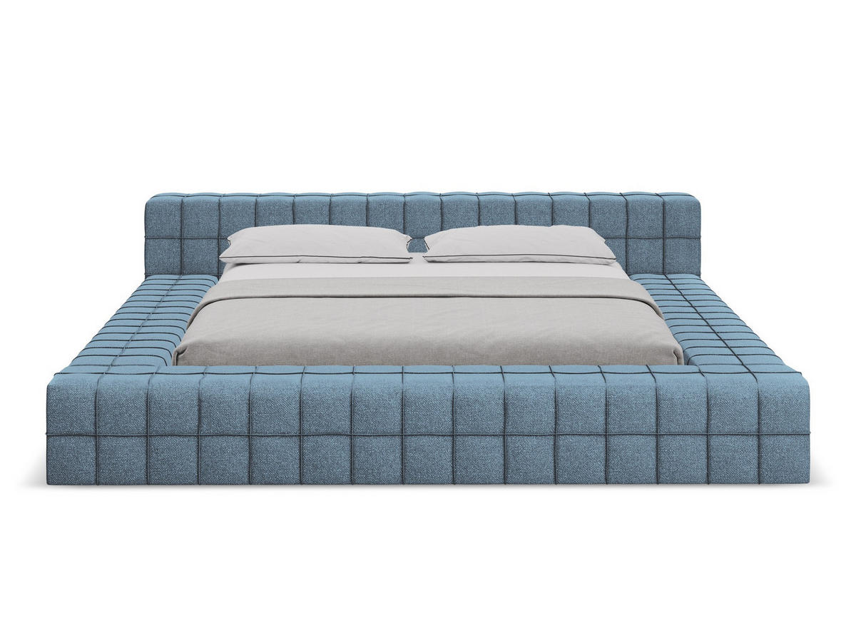 POLSTERBETT mit Lattenrost 220x260 Blau - Blau/Blaugrau, Kunststoff/Textil (160/200cm) - Makamii