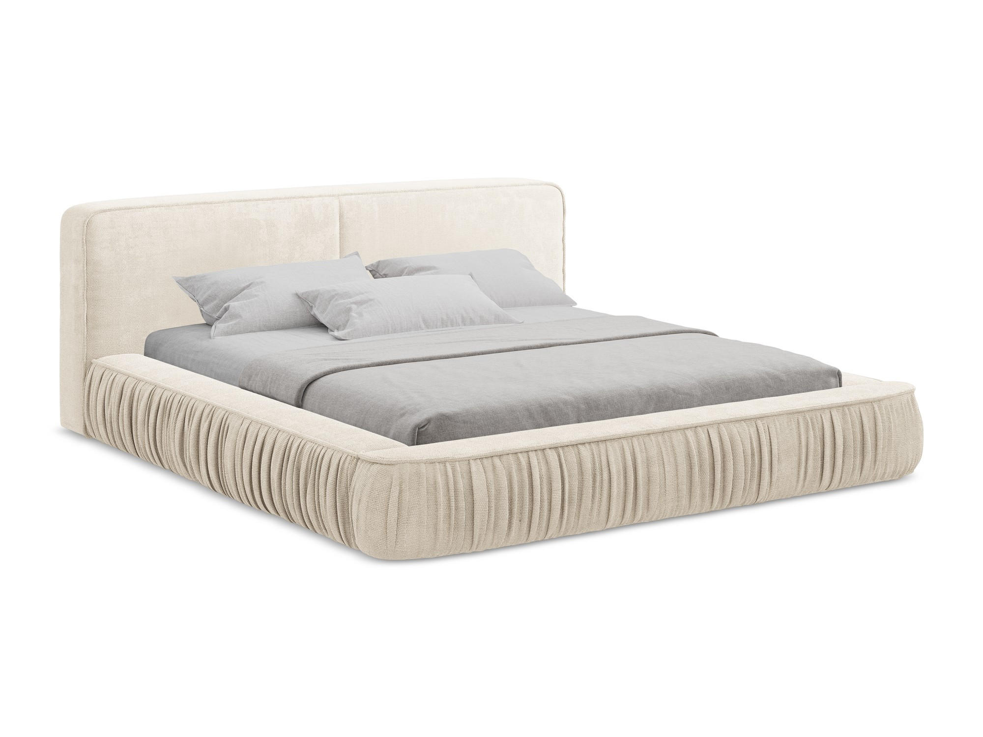 POLSTERBETT mit Bettkasten und Lattenrost 198x238 Beige - Beige/Creme, Kunststoff/Textil (160/200cm) - Makamii