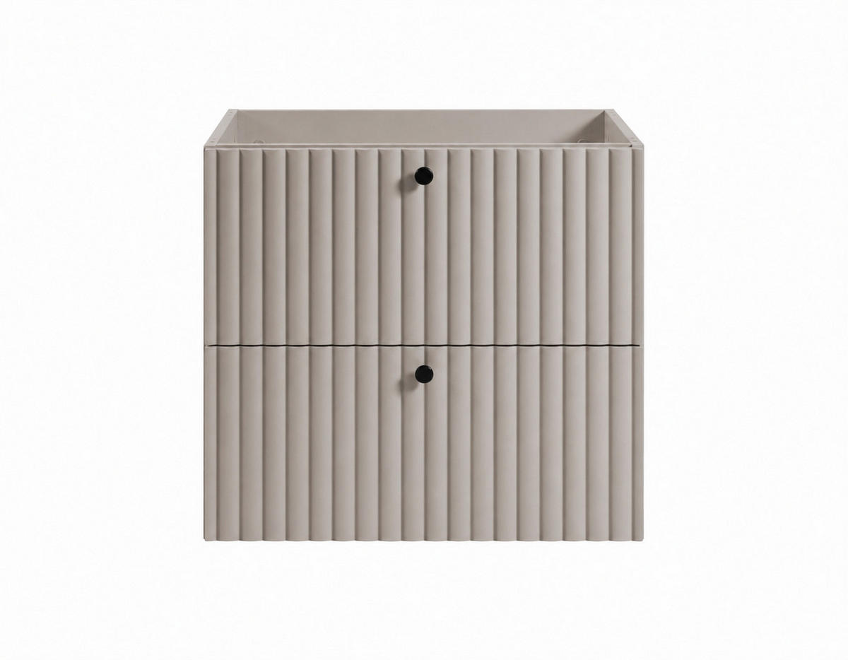 BADEZIMMERSCHRANK: Kaschmir / Platte Nusseiche / Griffe Schwarz / Beine Schwarz, 60 x 44,4 x 73,6 cm - Kaschmir/Schwarz, Holzwerkstoff (60/73.6/44.4cm) - 3XE LIVING