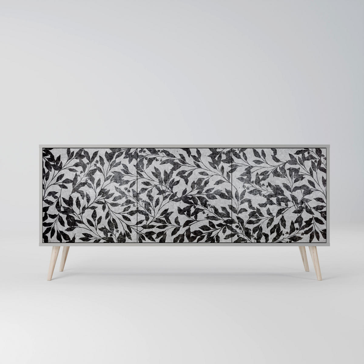 SIDEBOARD CHARCOAL SPROUT, Eicheneffekt, 164,5x42x77,5 cm, 3 Türen - Eichefarben/Buchefarben, Holzwerkstoff/Buchenholz (164.5/77.5/42cm) - SpaceRebels