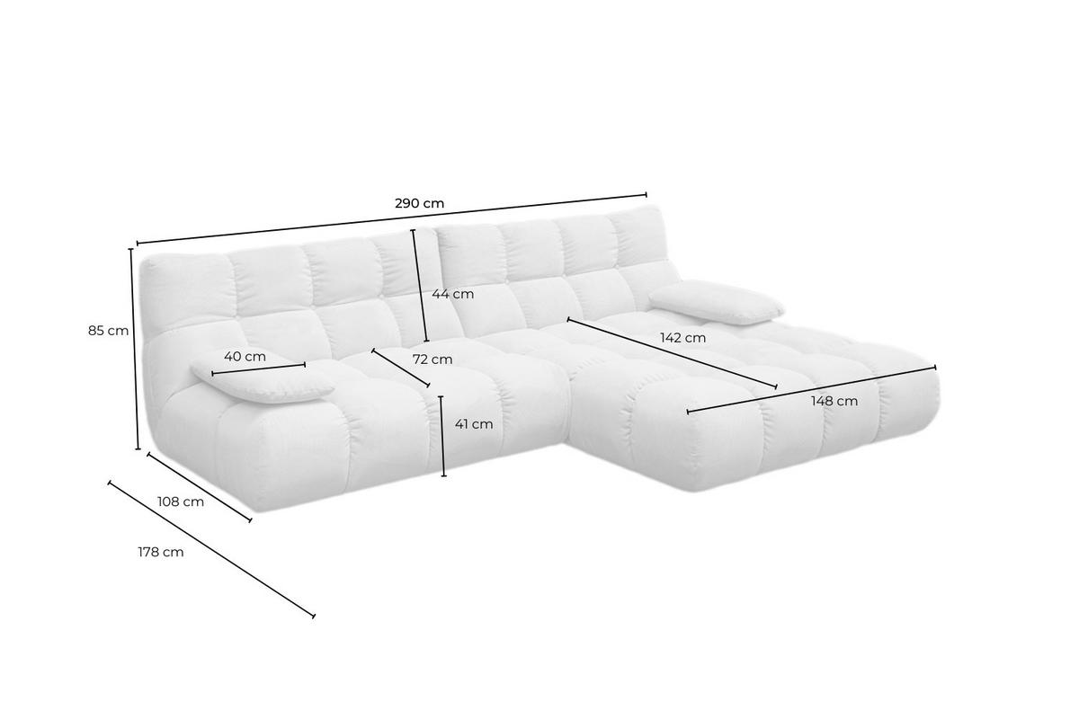 ECKSOFA VIVIEN Weiß Cord - Schwarz/Weiß, Kunststoff/Textil (290/178cm) - KAWOLA