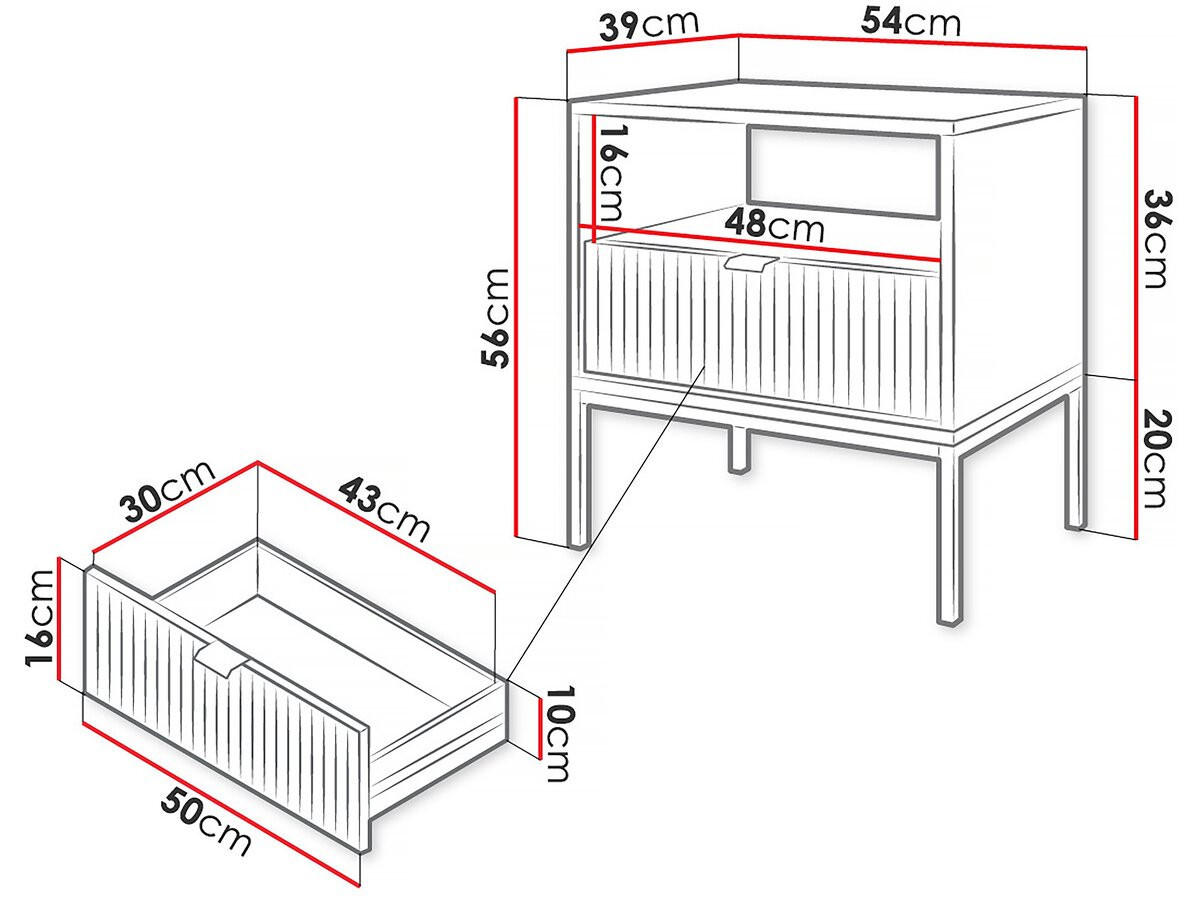 NACHTTISCH tunis weiss - Weiß, Holzwerkstoff (56/39/54cm) - Habitat Garten