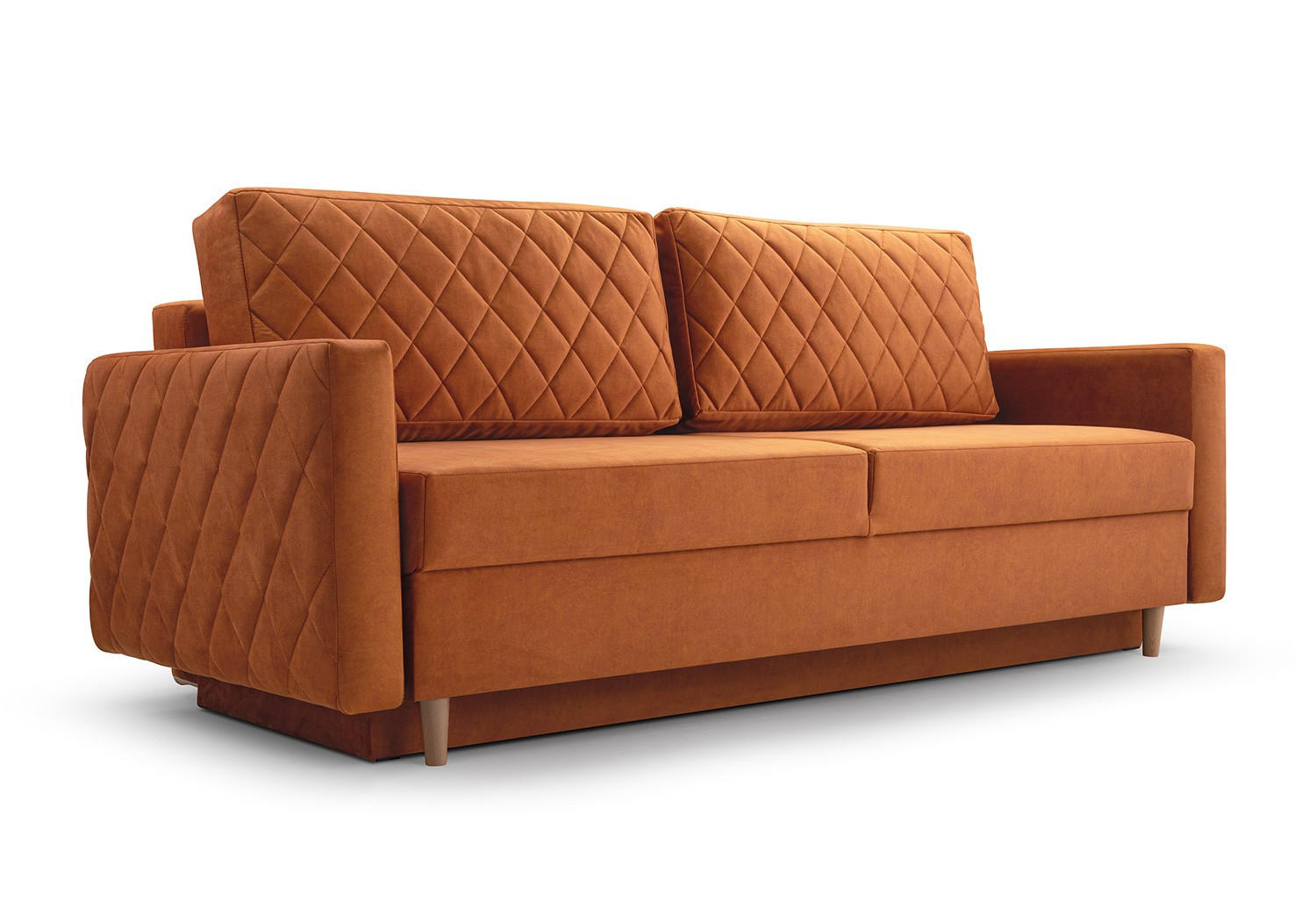 SOFA LENOLA mit Schlaffunktion dunkelorange - Dunkelorange, Naturmaterialien (215/100/94cm) - imoebel24