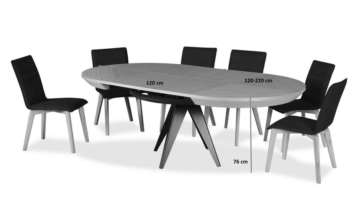 ESSTISCH GLOBO Ausziehbar 120 - 220 / 120 x 76 cm - Schwarz, Holz (120/120/76cm) - MASSENO