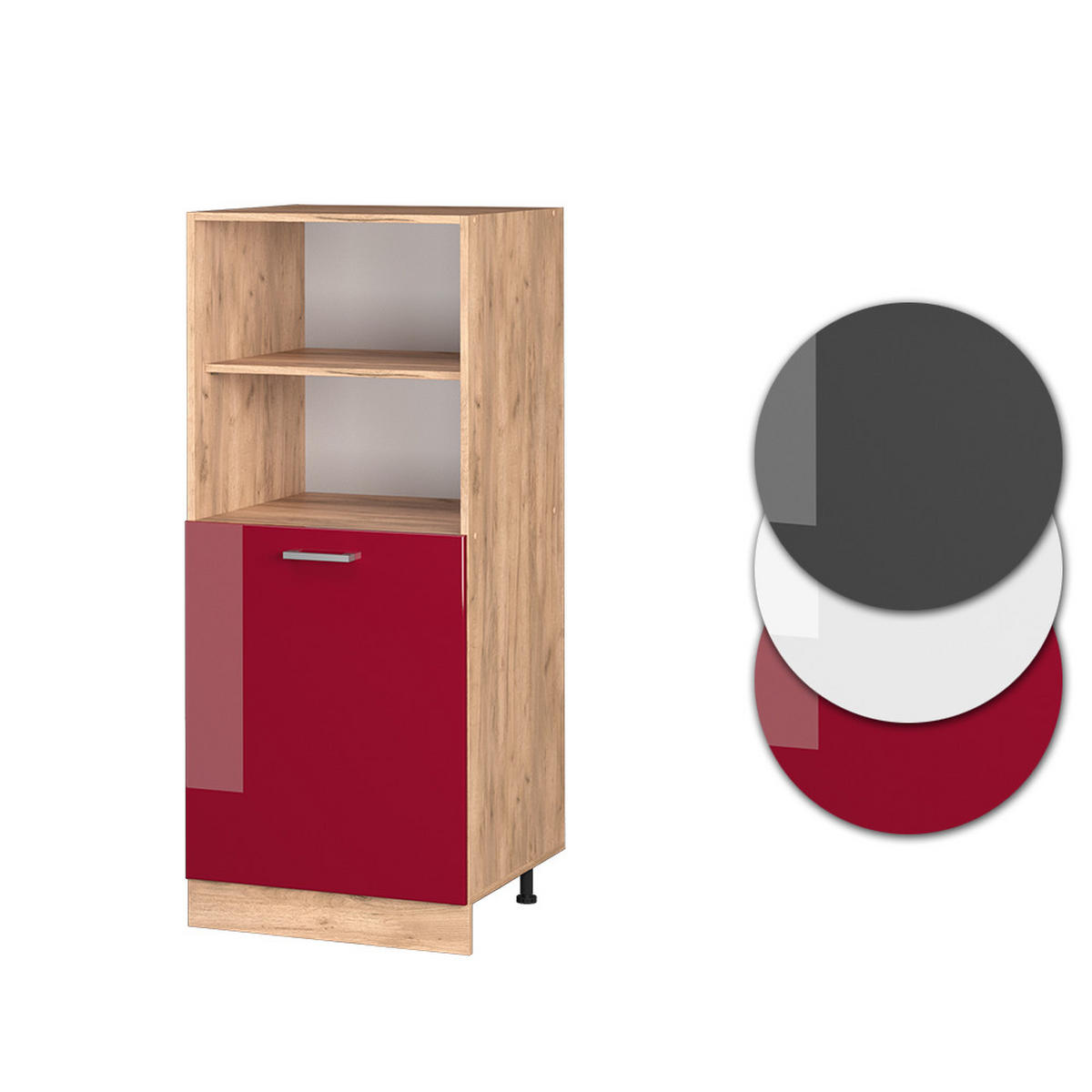 HERDUMBAUSCHRANK R-Line Rot Hochglanz 60 cm - Honigeiche/Bordeaux, Holzwerkstoff (60/143/57cm) - Vicco
