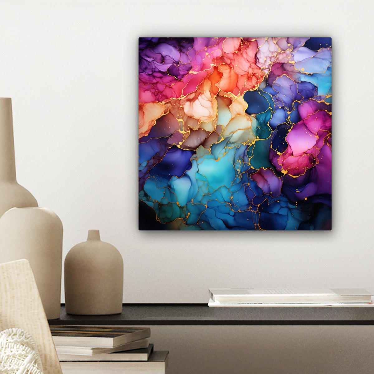 LEINWANDBILD Marmor - Bunt - Abstrakt 20x20 cm - Multicolor, Textil (20/20cm) - MuchoWow