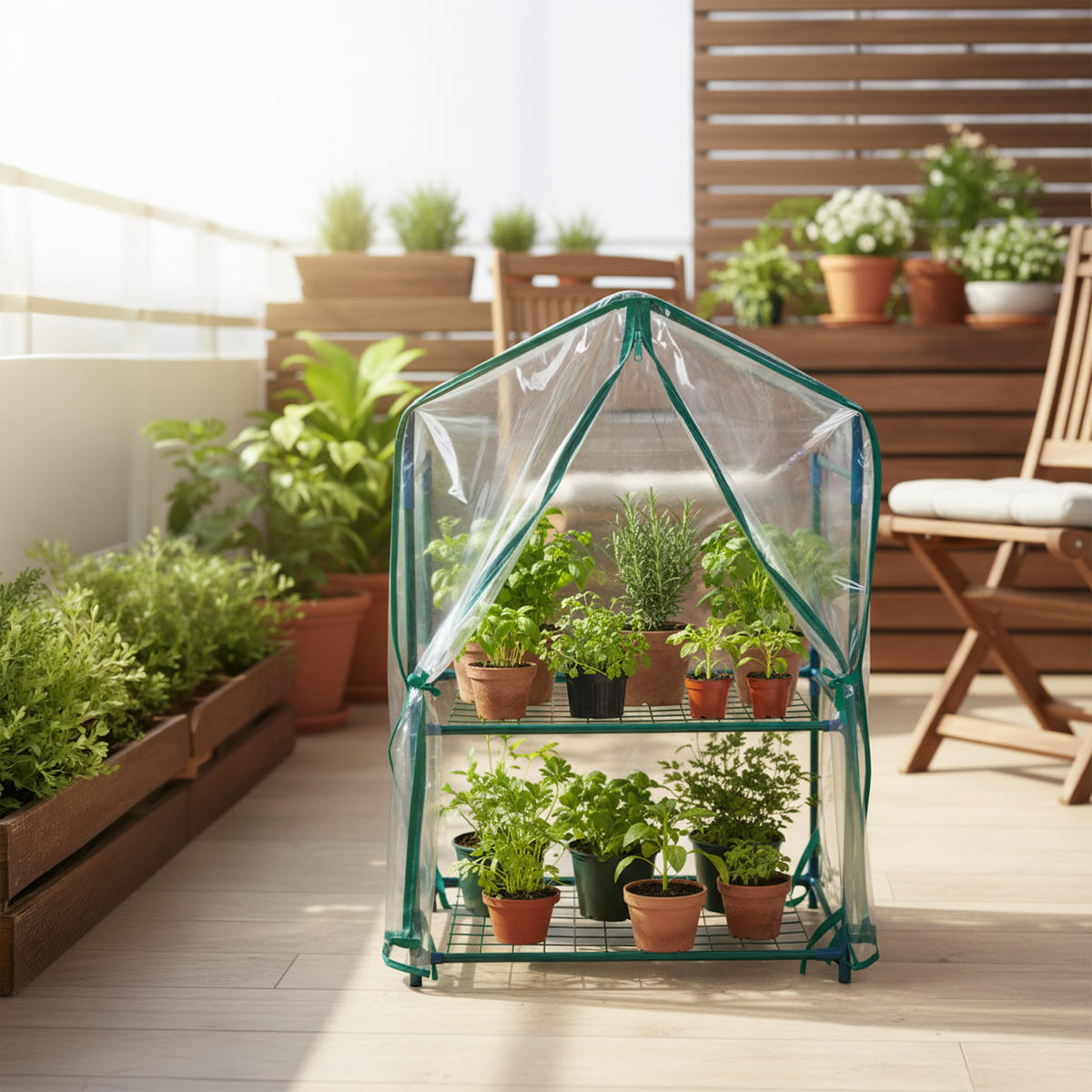 GEWÄCHSHAUS Grün Transparent 2er-Set PVC-Folie 95x59x39 cm - Multicolor, Kunststoff/Metall (59/95/39cm) - Relaxdays