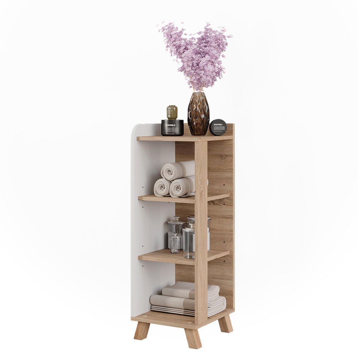 MIDISCHRANK Karen Sonoma/Weiß 30 x 90 cm mit 4 Ablagen - Weiß/Sonoma Eiche, Holzwerkstoff (30/90/35cm) - Vicco