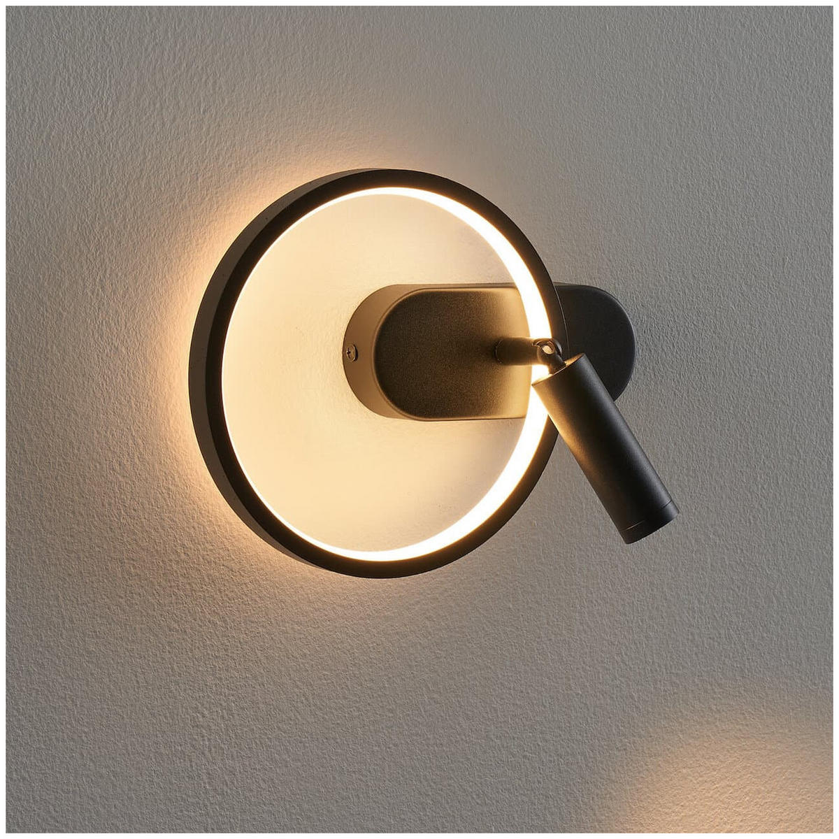 WANDLEUCHTE Lona, Schwarz, 25cm - Schwarz, Metall (18/25/18cm) - KOSILUM