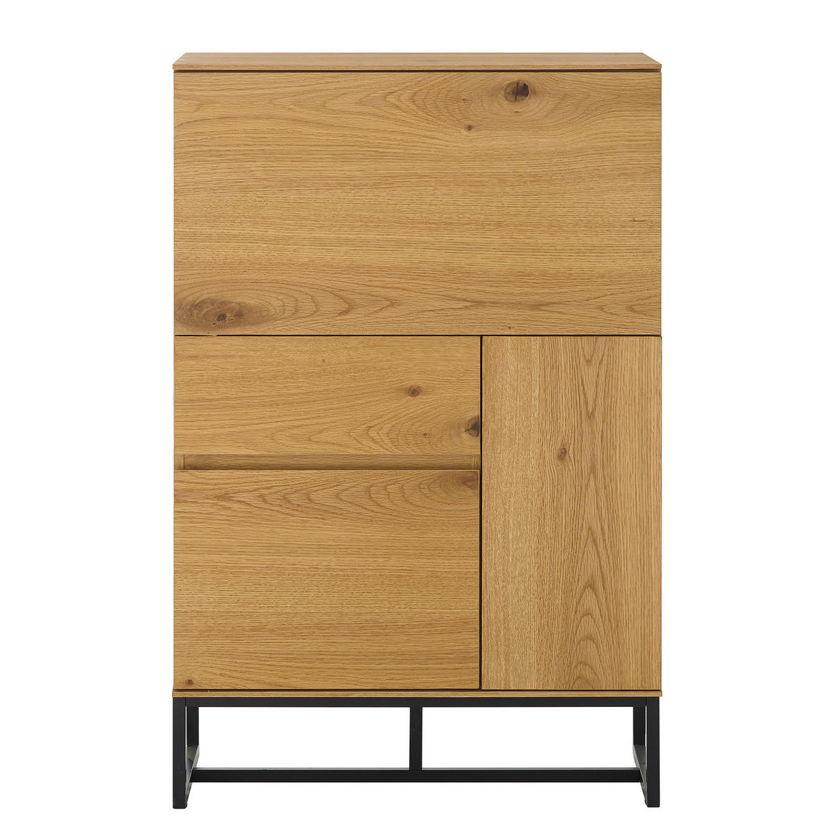 SEKRETÄR - Echtholzfurnier / Eisen - Eiche / Schwarz - Braun, Holzwerkstoff/Metall (40/75/115cm) - home24