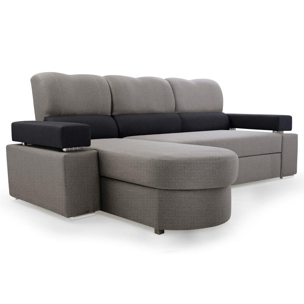 imoebel24 Ecksofa Grau, Schwarz 252x175 cm