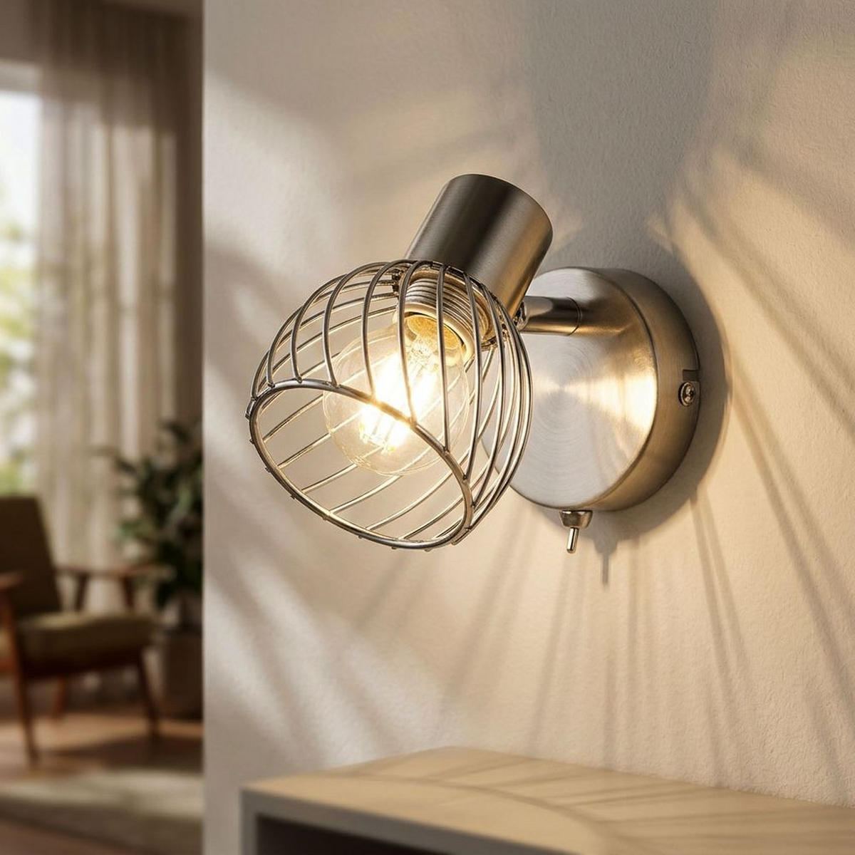 WANDLEUCHTE TEXAS, Chrom, Silber, schwenkbar - Silberfarben, Metall (8/12/12cm) - Globo Lighting