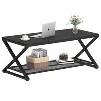 COUCHTISCH Holz Metall Industrial mit Ablage 120 x 60 x 45 cm - Schwarz, Holzwerkstoff/Metall (60/120/45cm) - Quality Elegance