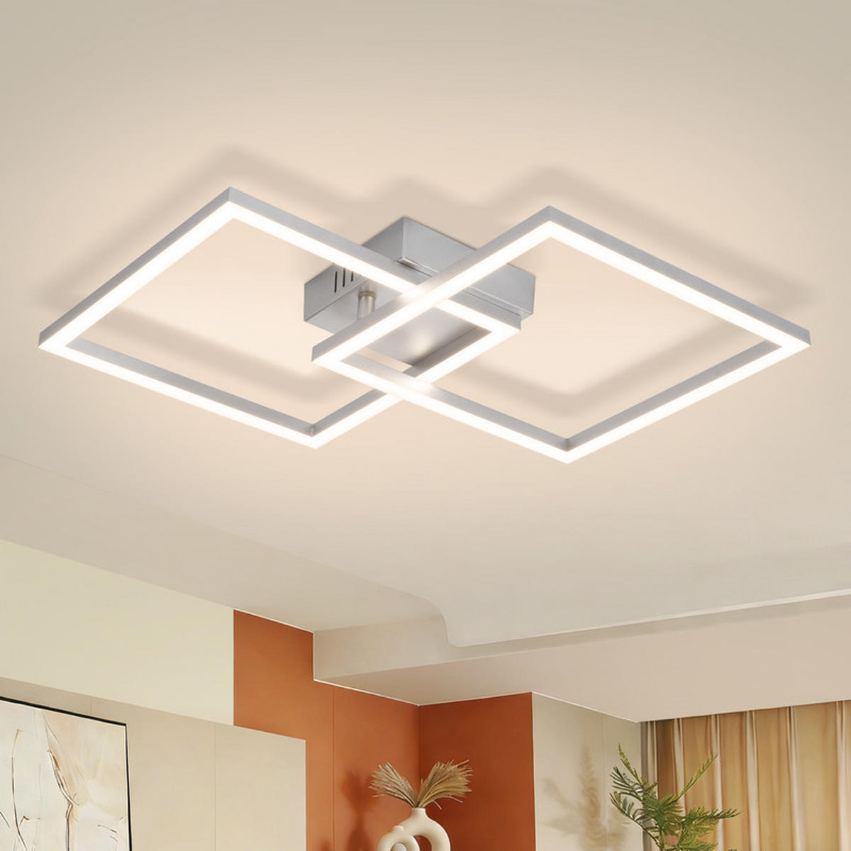 LED závěsné světlo Christina III 40/40/7 cm - stříbrná, plast (40/40/7cm) - Nettlife