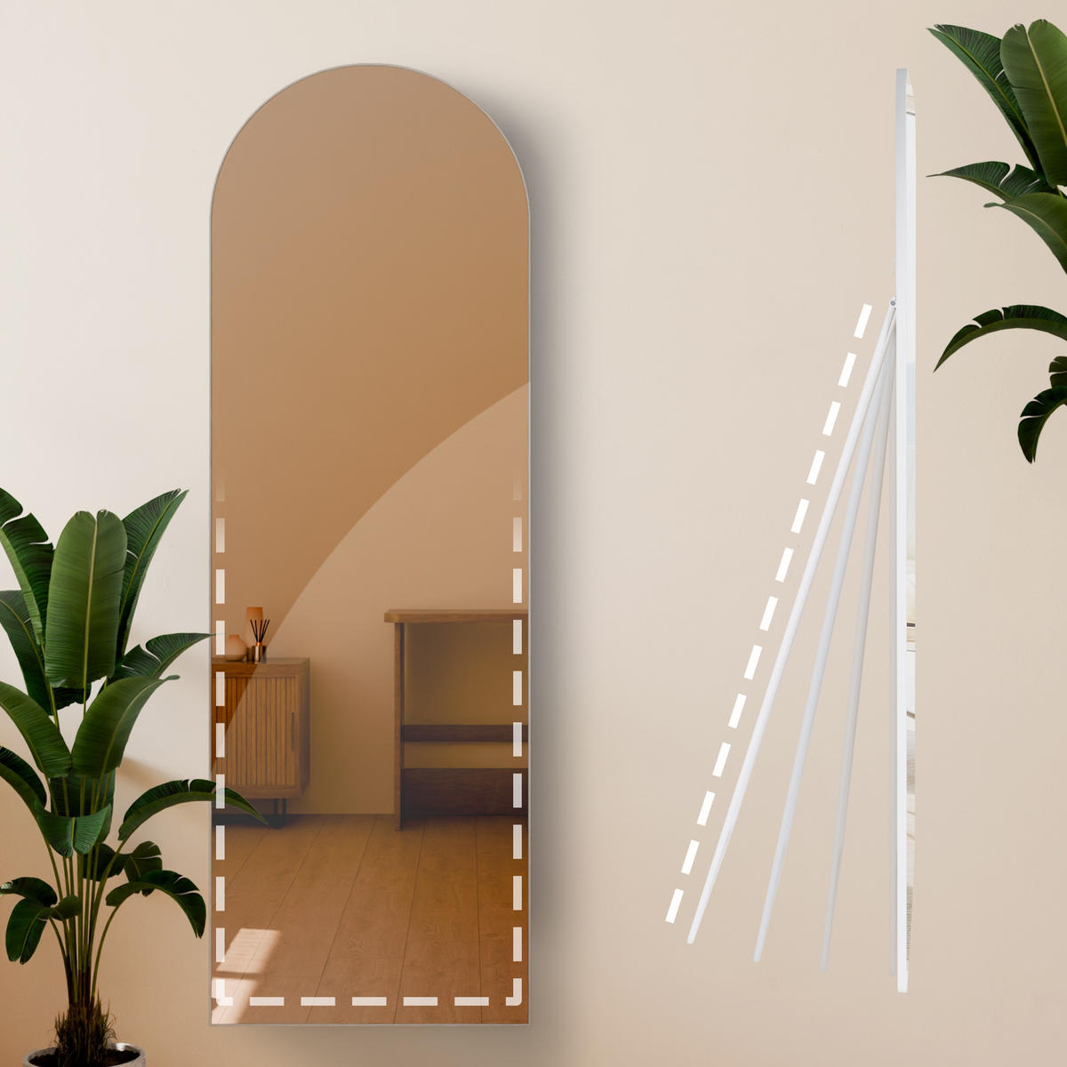 STANDSPIEGEL Malaga Glas Weiß matt Ganzkörperspiegel - Weiß, Glas (50/150/3cm) - DELUKE