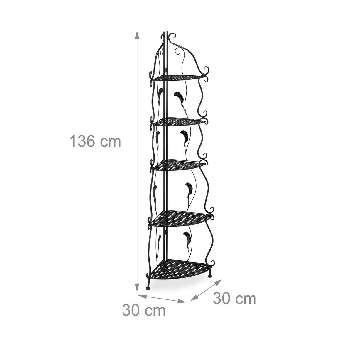 ECKREGAL - Schwarz, Kunststoff/Metall (30/136/30cm) - Relaxdays